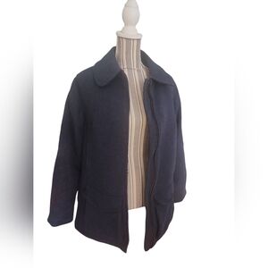 L.L. Bean Navy Wool Blend Thinsulate Primaloft Lined Barn Coat Zipper Misses M
